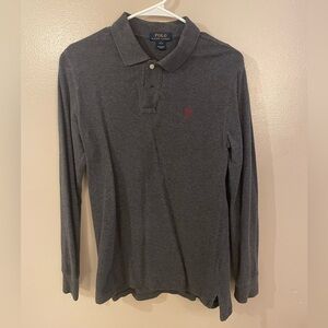 Boy’s Long Sleeve Polo by Ralph Lauren in Heather Grey